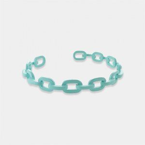NEW Light Blue Enamel Paperclip Chain Cuff Bracelet